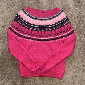 GAP Vibrant Pink and Black Crew Neck Sweater